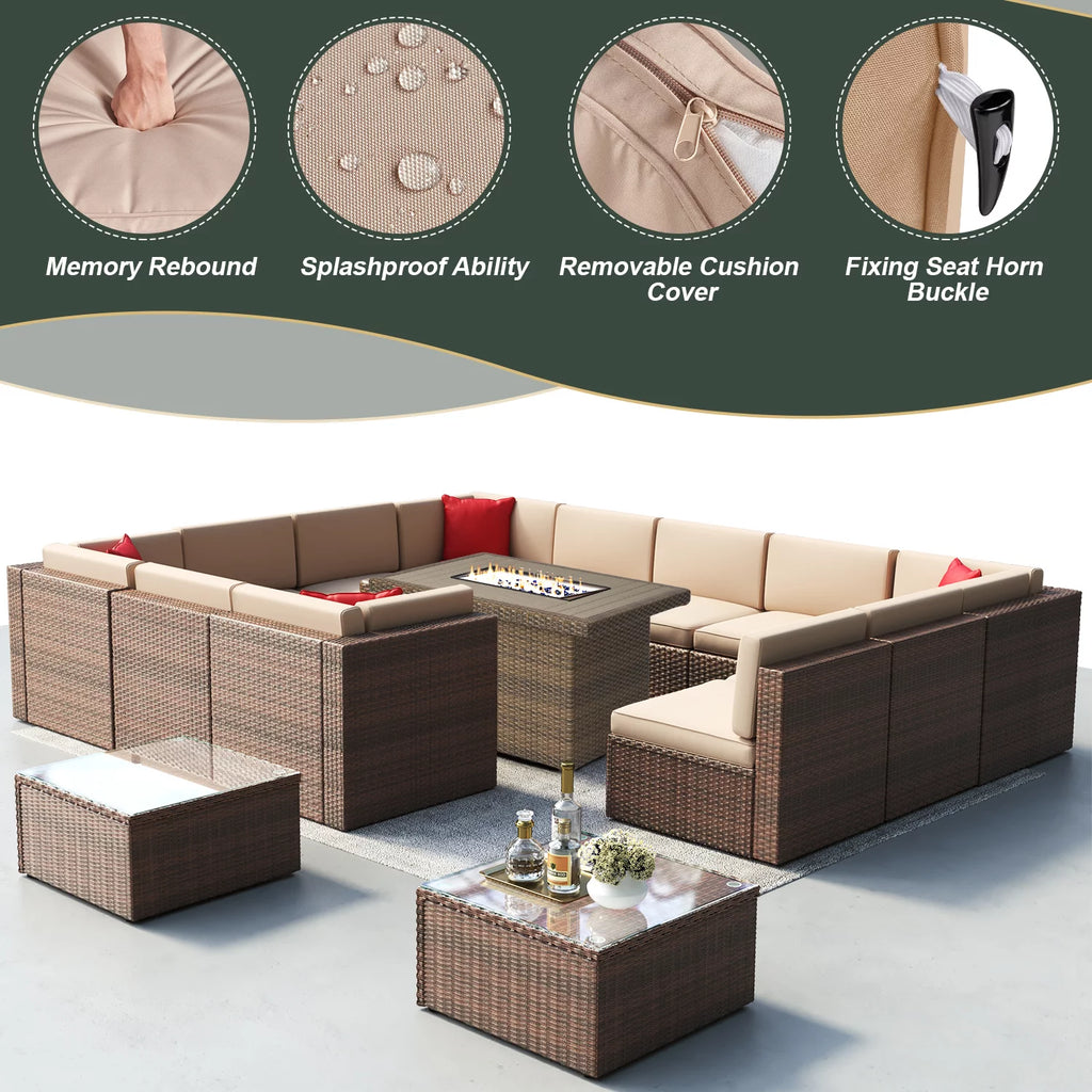 8 Pcs Patio Furniture Set with Fire Pit Table K863507