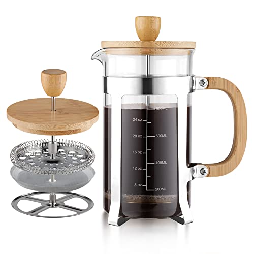 34 oz French Press Coffee Maker with Bamboo Lid A382591