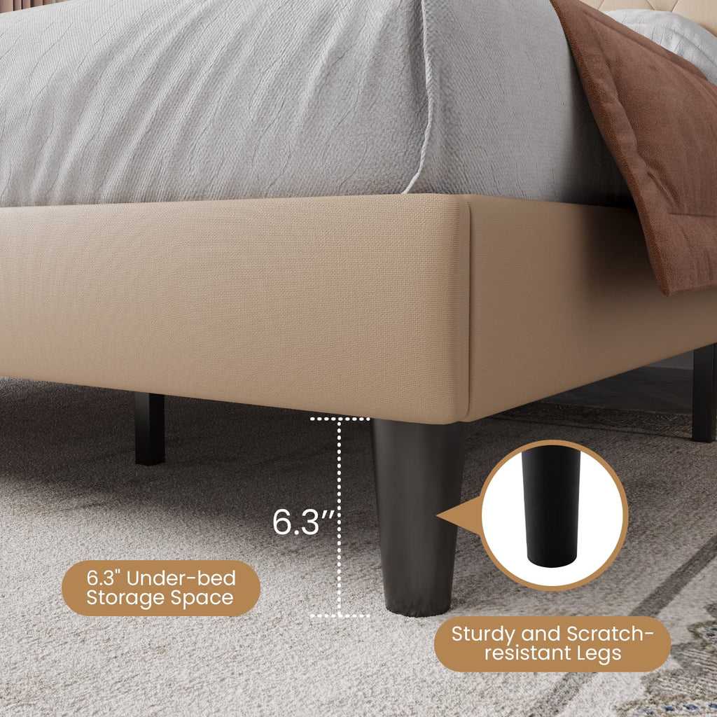 Black Queen Size Platform Bed Frame with Adjustable Tufted Headboard Z15807