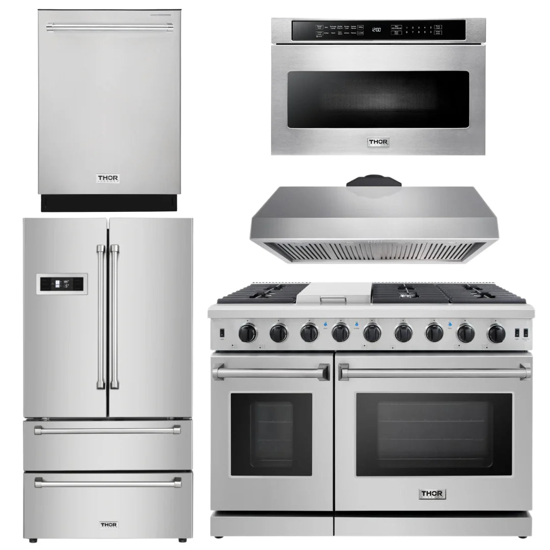 48 Gas Range, Range Hood, Dishwasher, Refrigerator, Microwave R87419