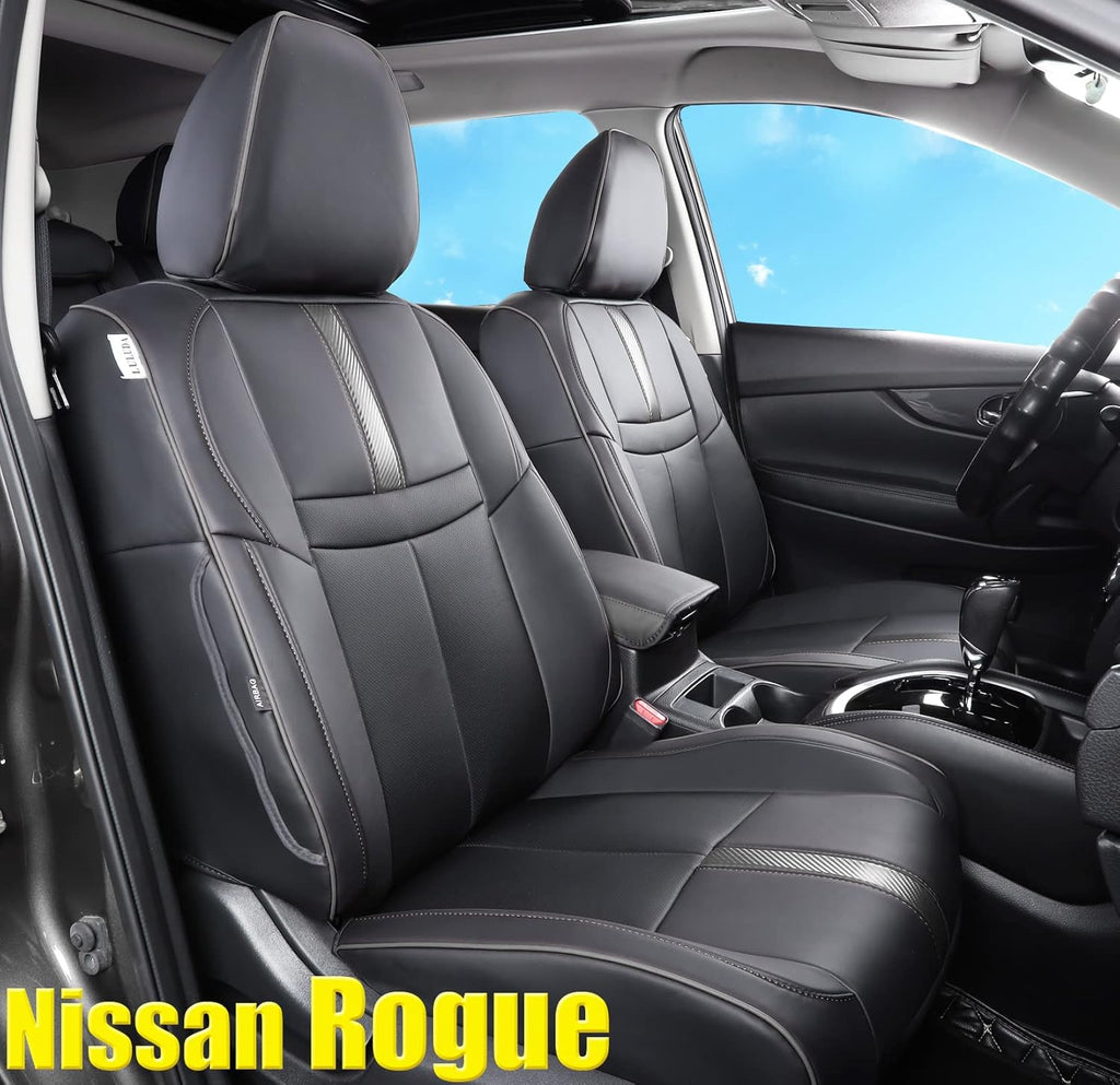 Beige Waterproof Faux Leather Car Seat Covers for Nissan Rogue Hybrid 2017-2019 F383220