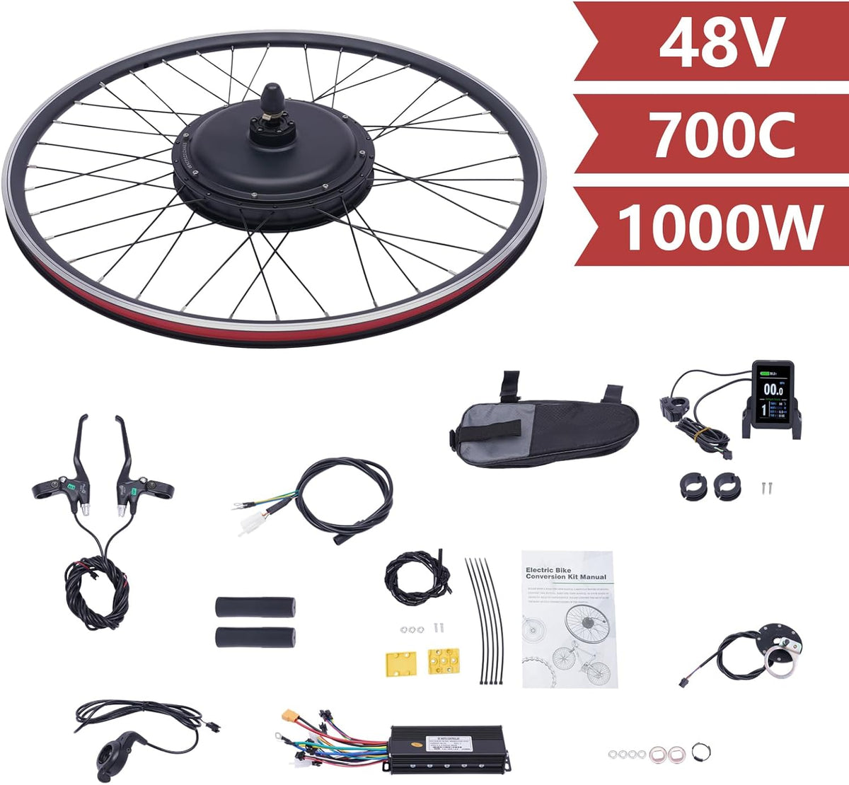 48V 1000W Front Wheel Hub Motor E-Bike Conversion Kit F8600