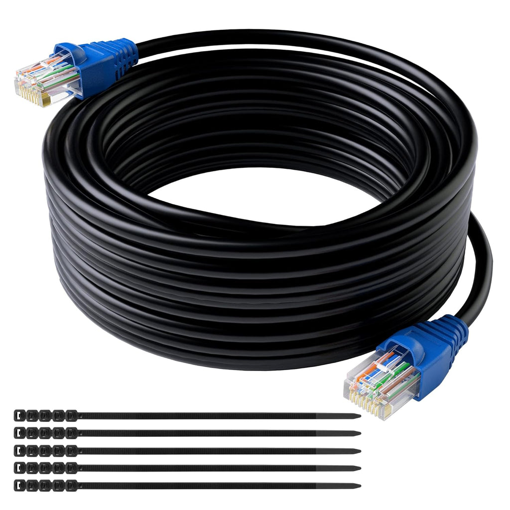 Cat6 Outdoor Ethernet Cable 300 ft Waterproof LLDPE Jacket Direct Burial POE Camera L9111