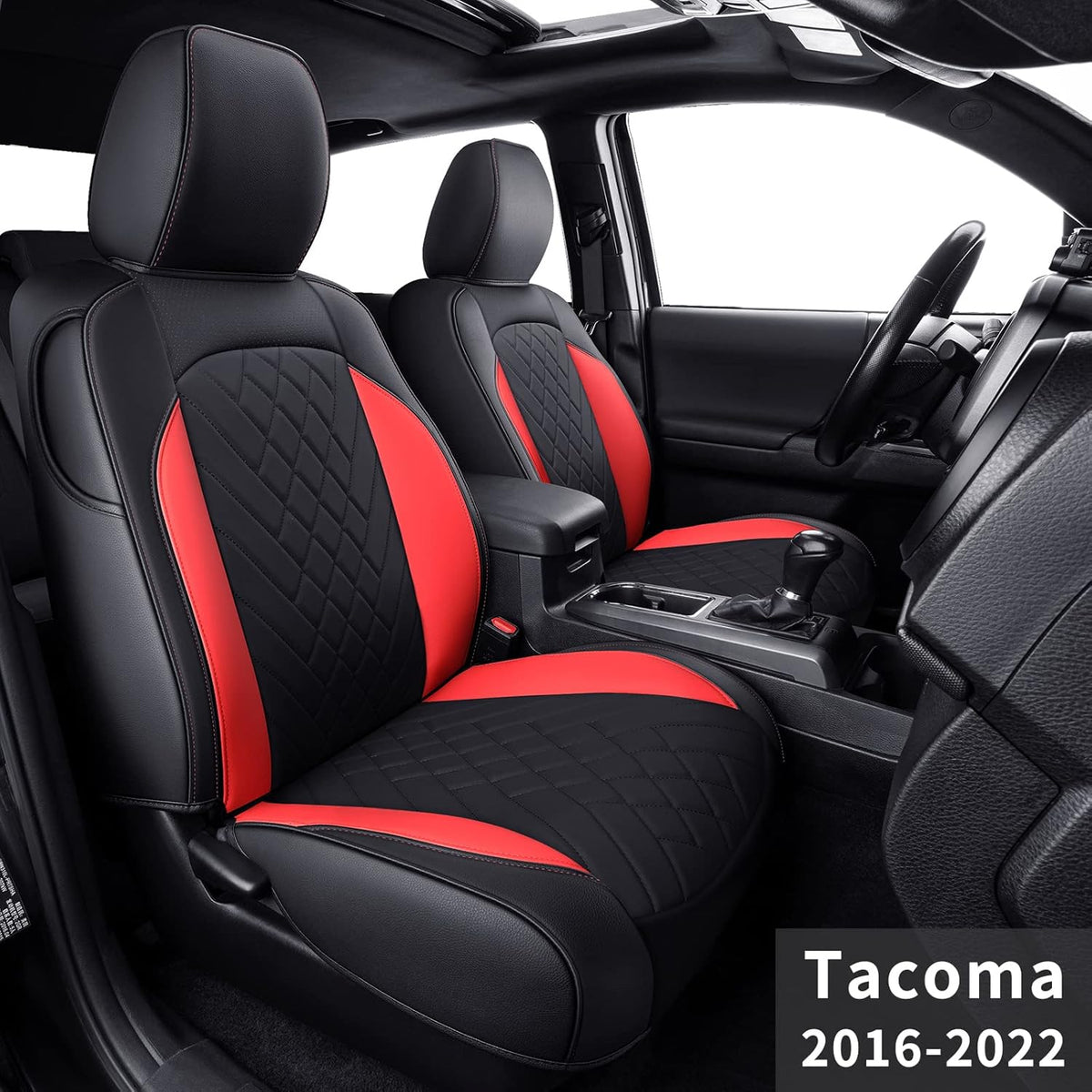 Black Faux Leather Seat Covers for Tacoma Crew Cab B97326