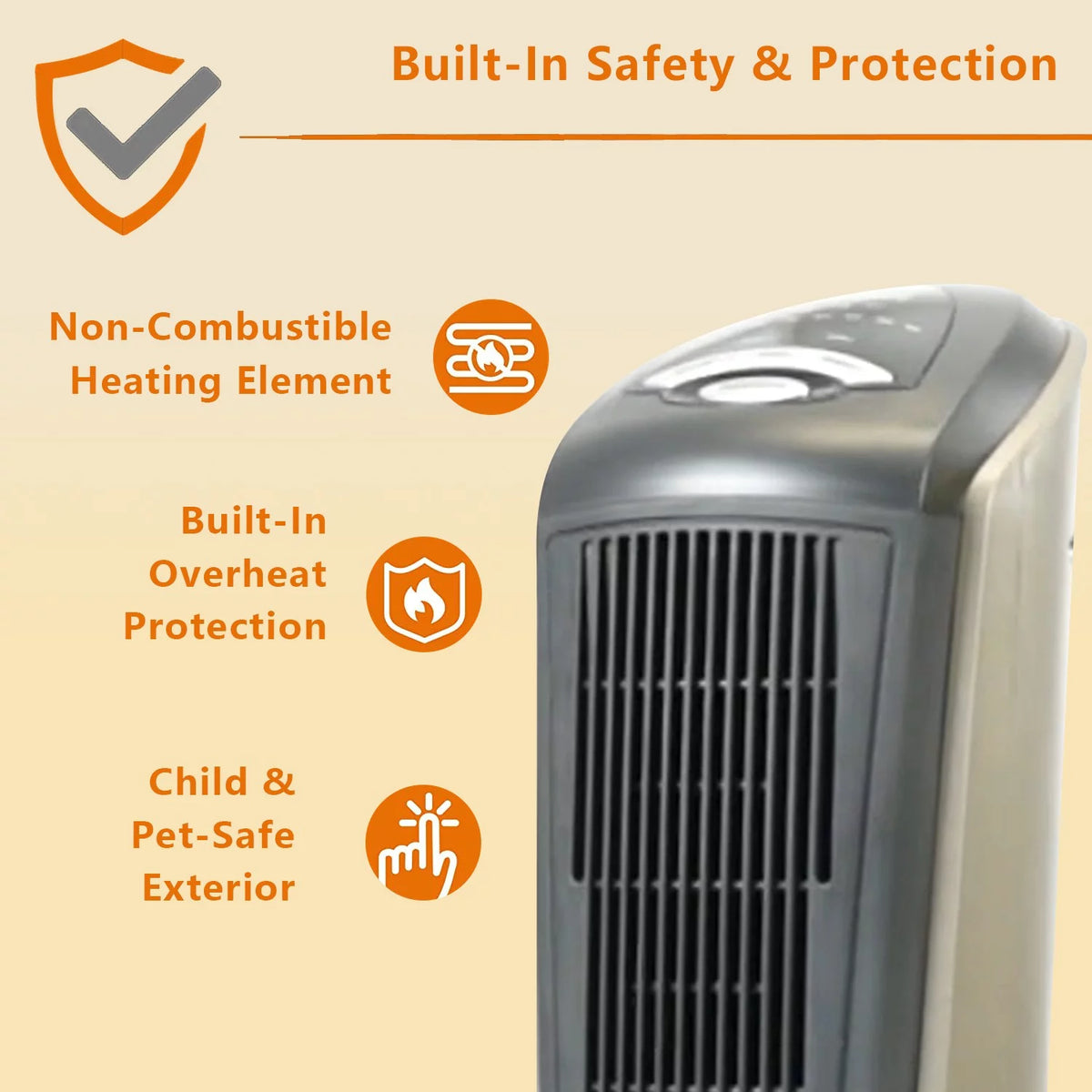 Oscillating Tower Space Heater with Adjustable Thermostat Timer & Remote Control, 22.5 Inches 1500W Grey/Black M73275