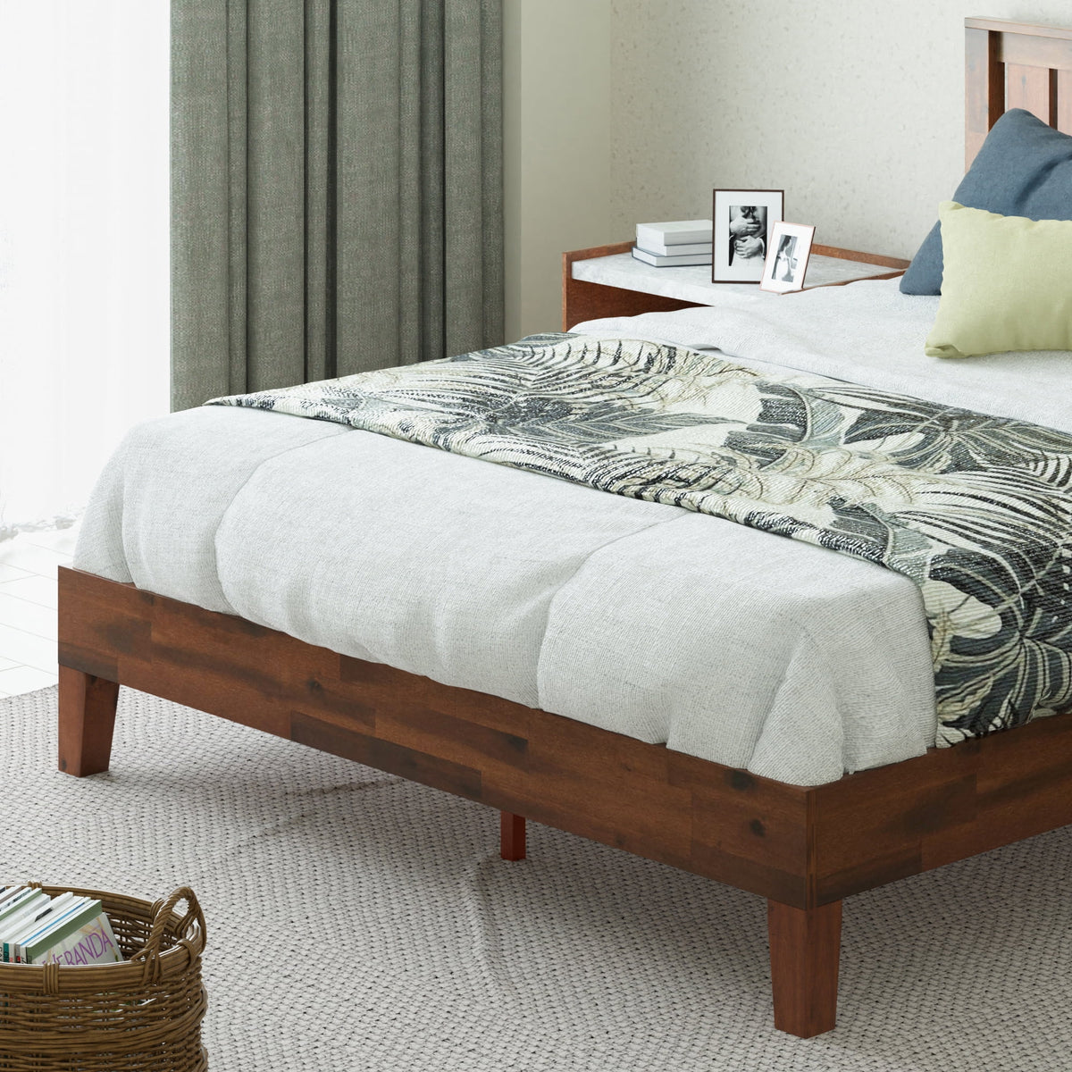 Queen Wood Platform Bed Frame with Headboard X864