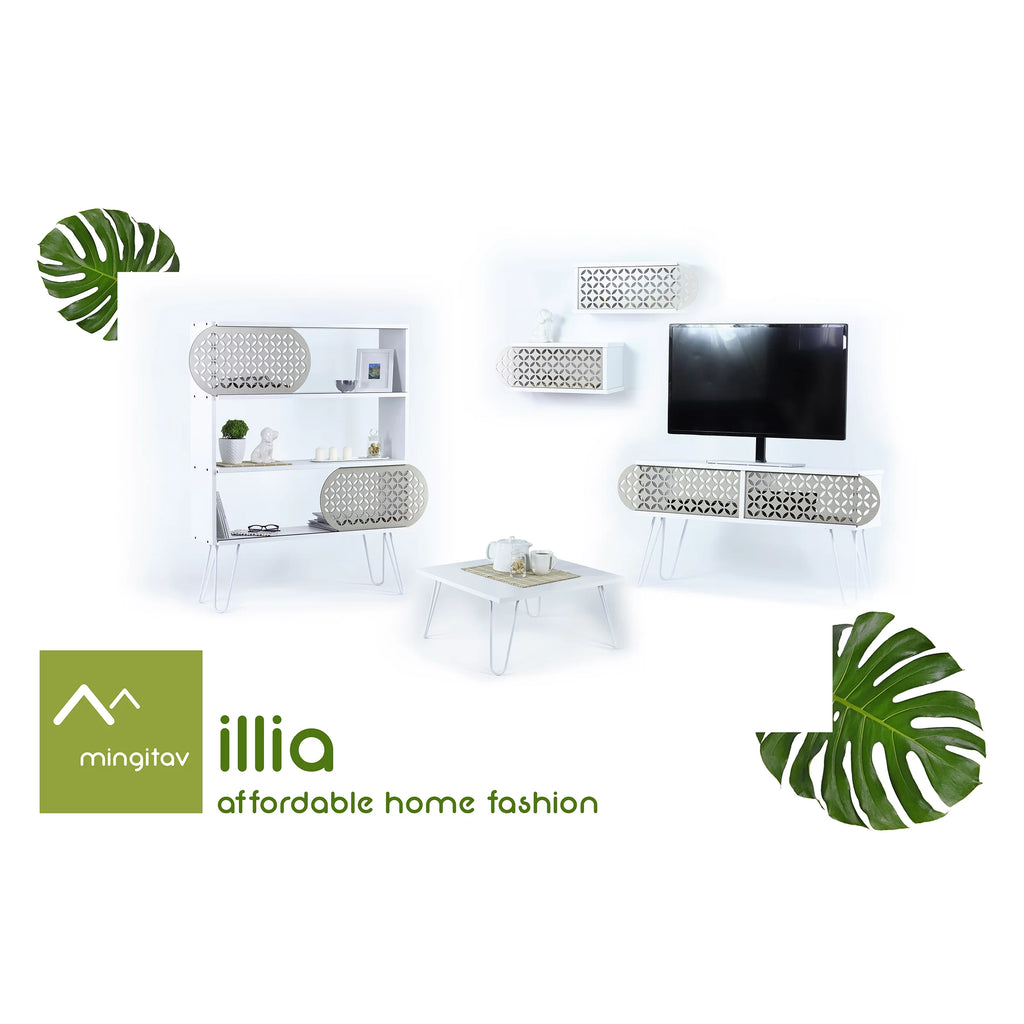 3 Tier White Metal Legs Bookshelf V220169