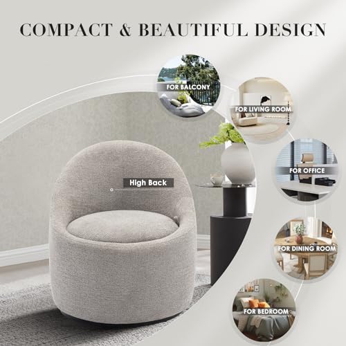 Beige Swivel Accent Chair with Hidden Storage T52985