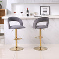 Gray Velvet Swivel Bar Stool Set of 2 Q140