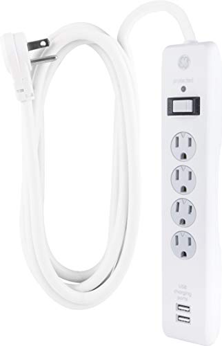 4 Outlets 2 USB Ports Surge Protector with 8ft Power Cord White U284