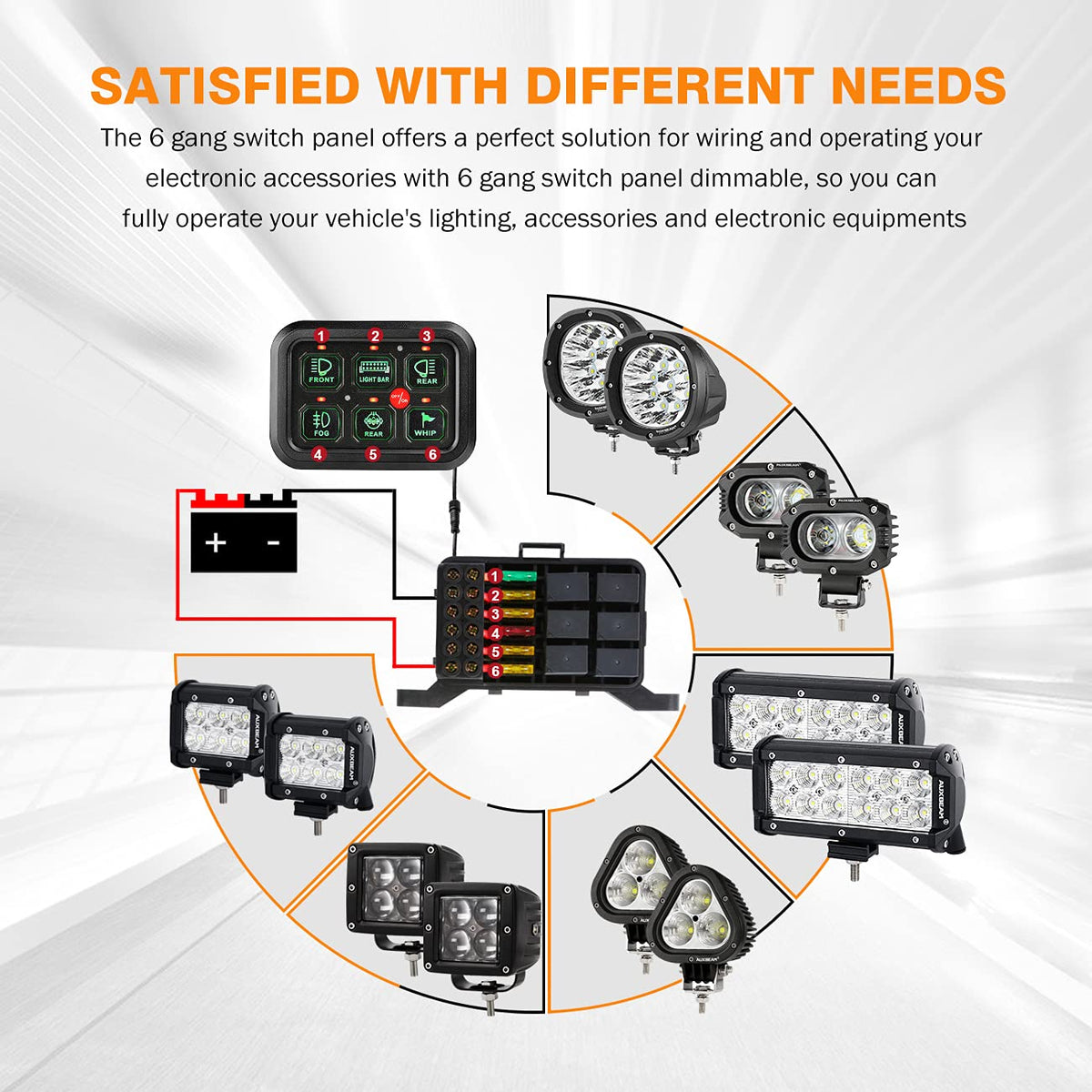 6 Gang Switch Panel LED Touch Switch Box R86528