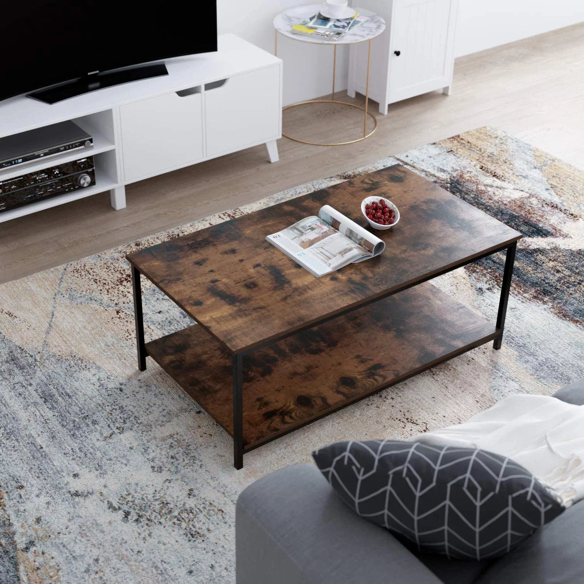 2-Tier Coffee Table with Storage Shelf C340045