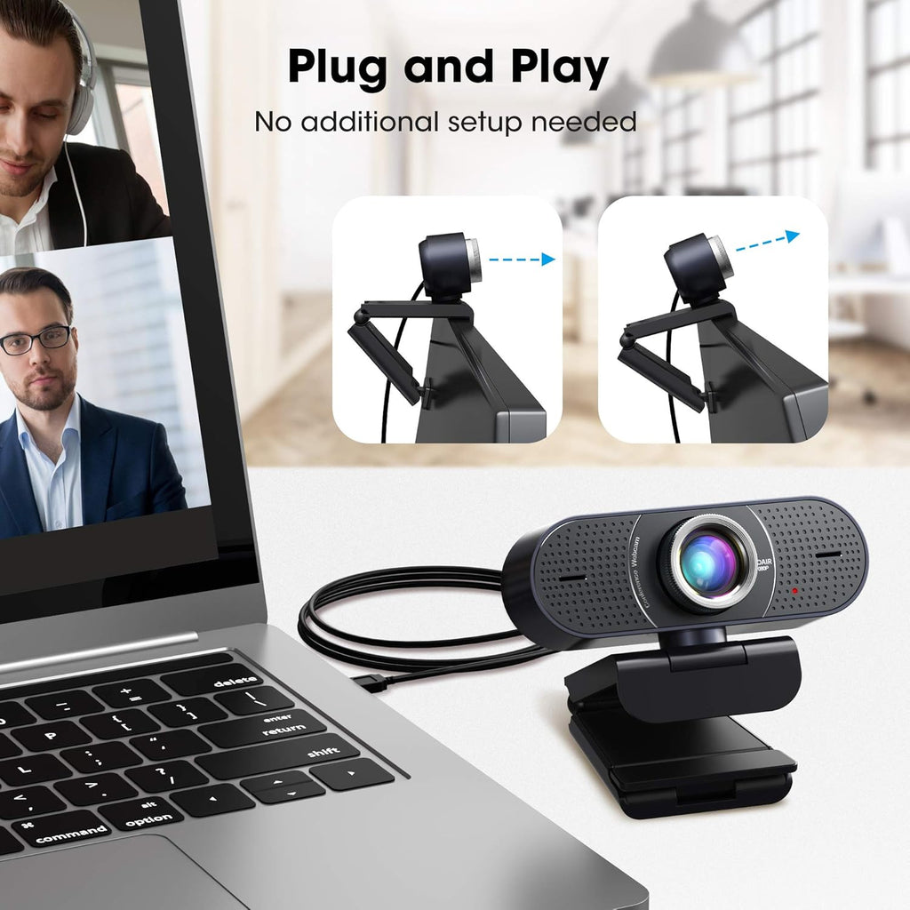 1080P Webcam with Microphone USB, 120° Wide View T765