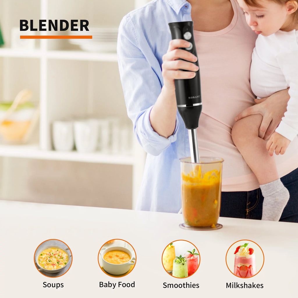 4-in-1 Handheld Electric Kitchen Blender with Stainless Steel Blades T54366