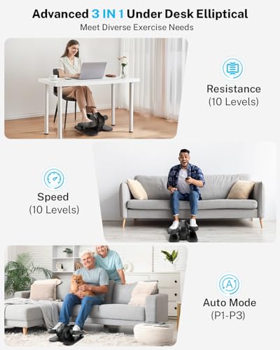 3-in-1 Mini Seated Pedal Exerciser with 10 Resistance Levels G517360