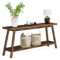 Rustic Brown 2-Tier Narrow Wood Console Table O629