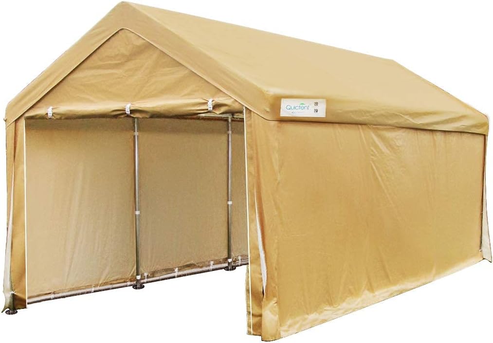 13'X20' Heavy Duty Car Canopy with Reinforced Ground Bars-Beige U3524