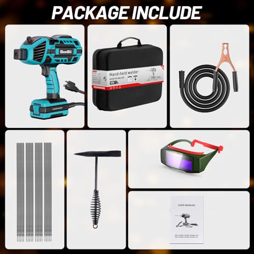 Handheld Welding Machine, 110V 120A Portable ARC Welder with Auto Darkening Welding Goggles and Welding Chipping Hammer I3005