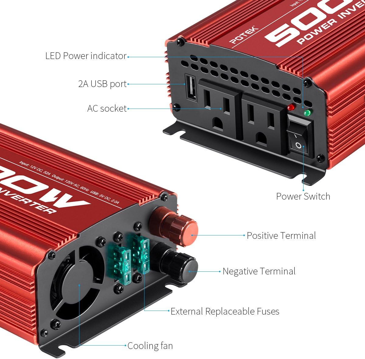 500W Car Power Inverter DC 12V to AC 110V M893897