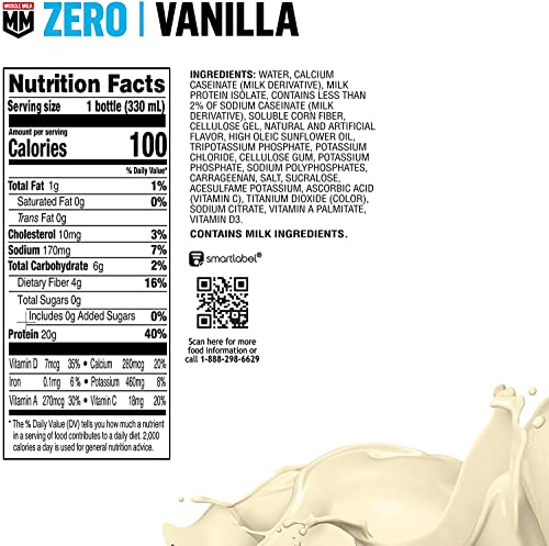 Vanilla Crème Protein Shake, 20g Protein, Zero Sugar, 11.16 Fl Oz (Pack of 12) C860