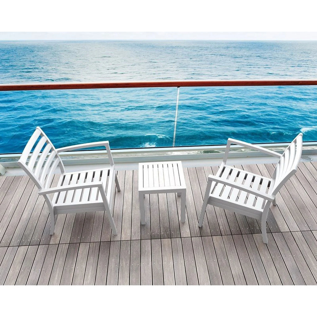 2 Piece White Resin Patio Side Table Set Z16217
