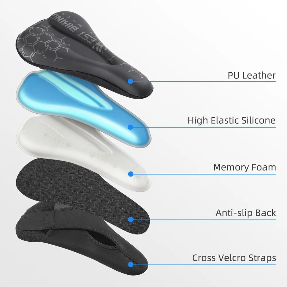 Thickened Breathable Bike Saddle Cover with Soft Silicone Pad O717937