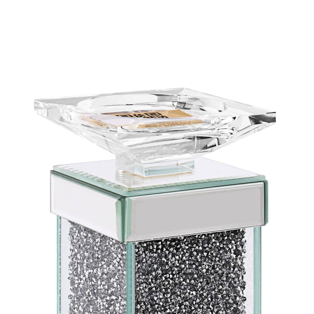 Set of Two Clear Glass Candle Holder with Faux Crystals V559