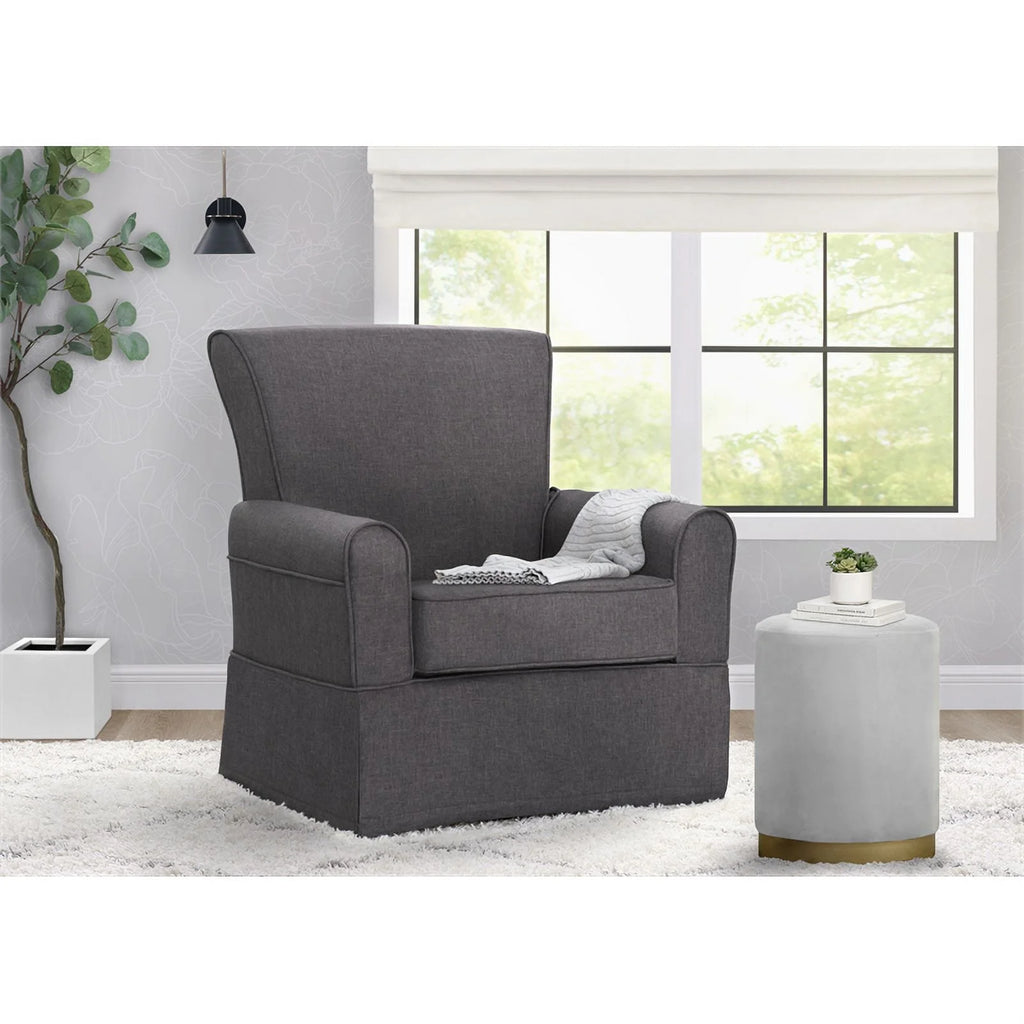 Charcoal Fabric Upholstered Swivel Glider Rocker Chair G18880