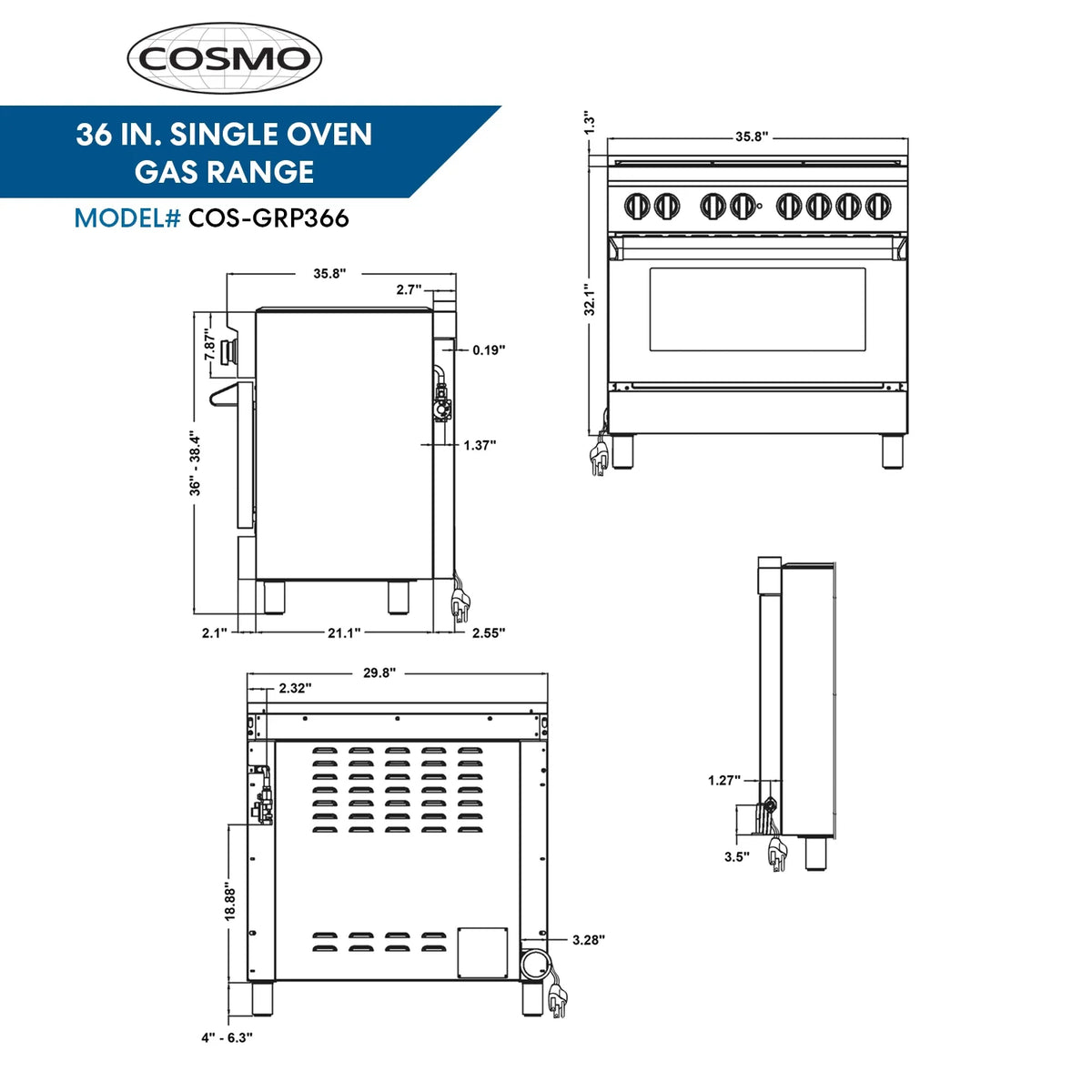 6 Italian Burners Stainless Steel Gas Range M103066