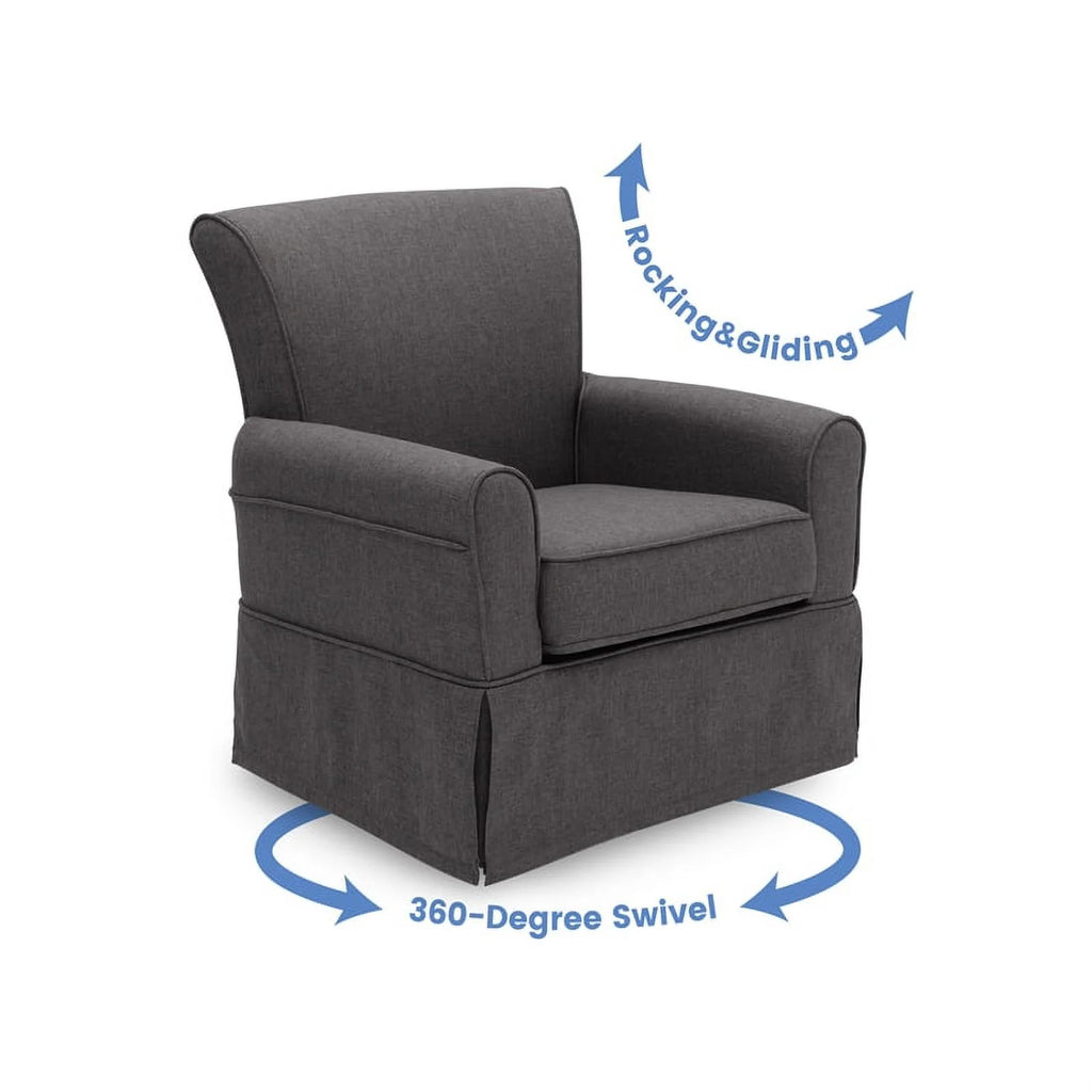 Charcoal Fabric Upholstered Swivel Glider Rocker Chair G18880