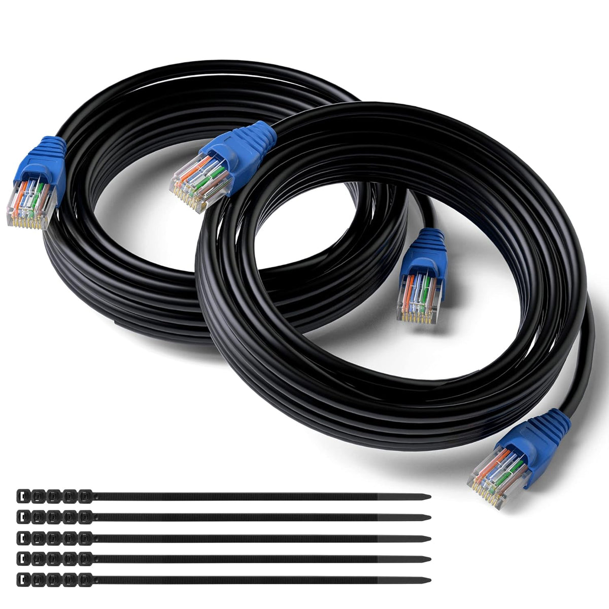 Cat6 Outdoor Ethernet Cable 300 ft Waterproof LLDPE Jacket Direct Burial POE Camera L9111