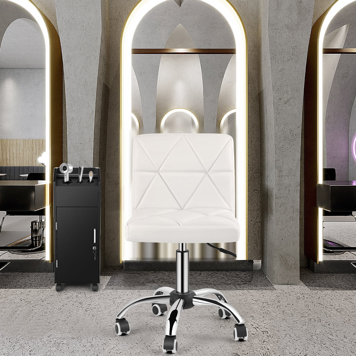 White Armless Swivel Desk Chair T6060