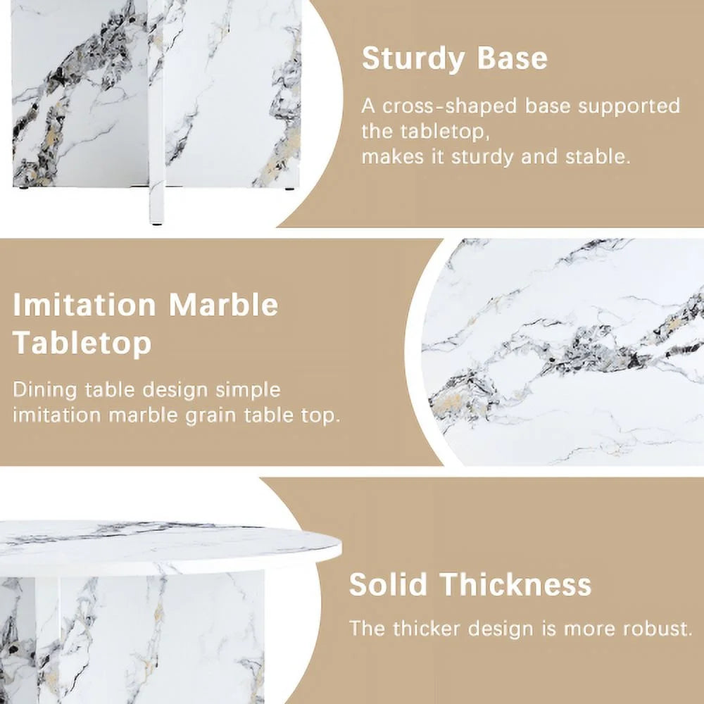 47 Inch Faux Marble Round Dining Table V1542