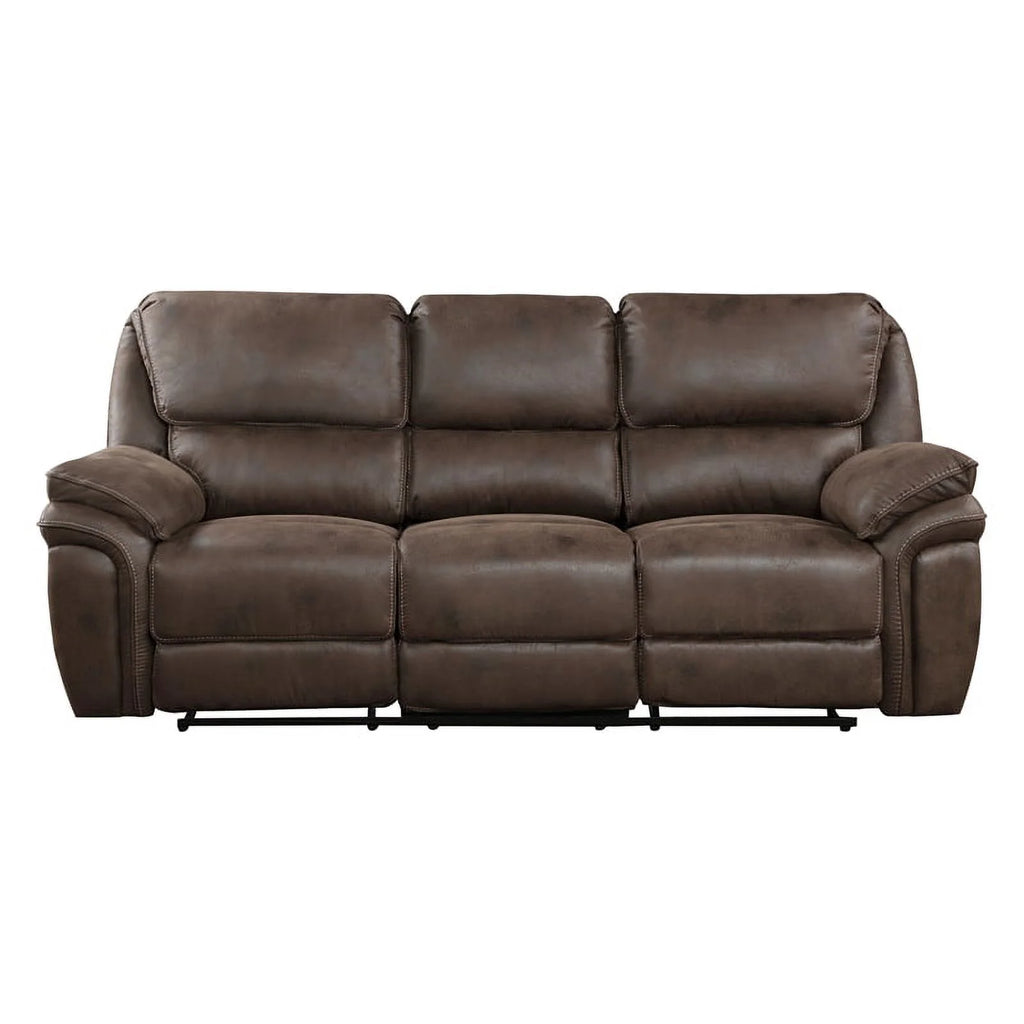 Brown Microfiber Double Reclining Sofa B552