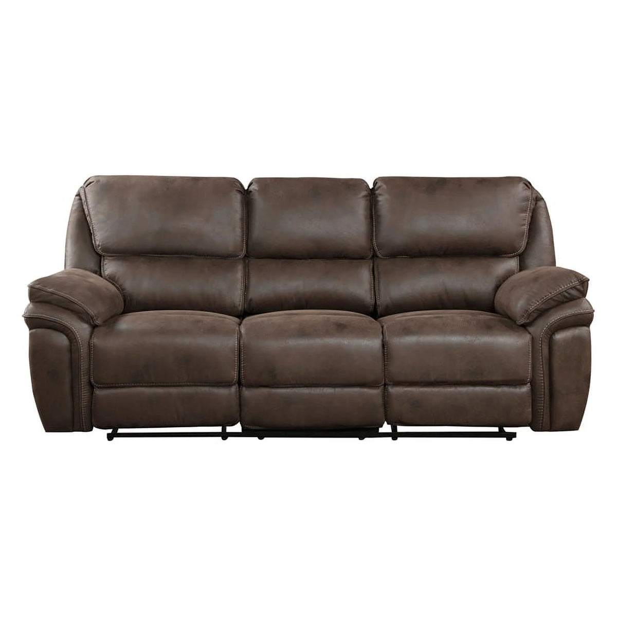 Brown Microfiber Double Reclining Sofa B552