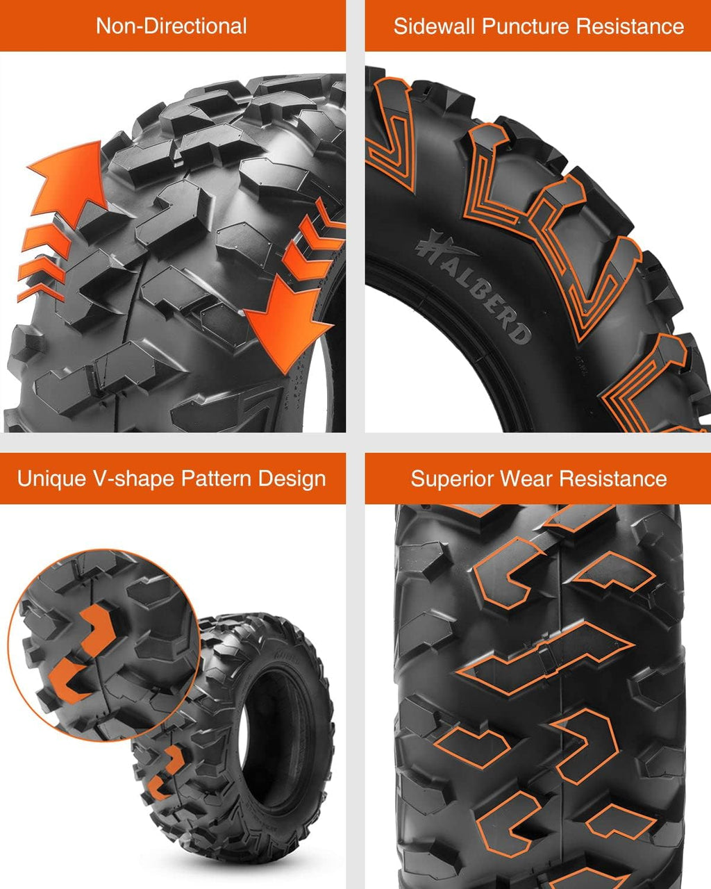 Set of 4 ATV UTV Tires 25x8-12 25x10-12 17MM Tread Depth O5017