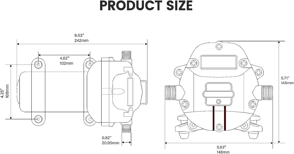 12V Water Pressure Diaphragm Pump 5.5GPM 70PSI S736