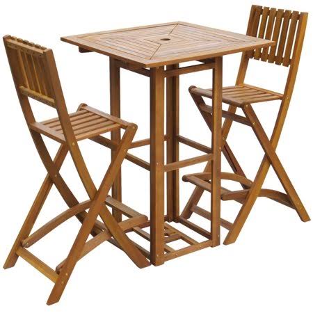 3 Piece Solid Acacia Wood Bistro Set Y927142