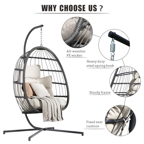 Hanging Egg Chair with Stand Cushion X443