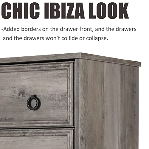 Gray 6 Drawer Dresser with Strip Lights C33889