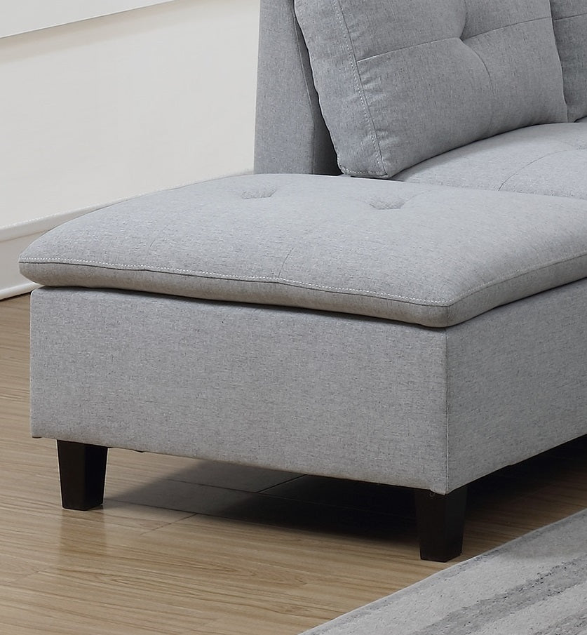 Grey Polyfiber Sectional Sofa with Ottoman and Storage Cushion Pillows A967312