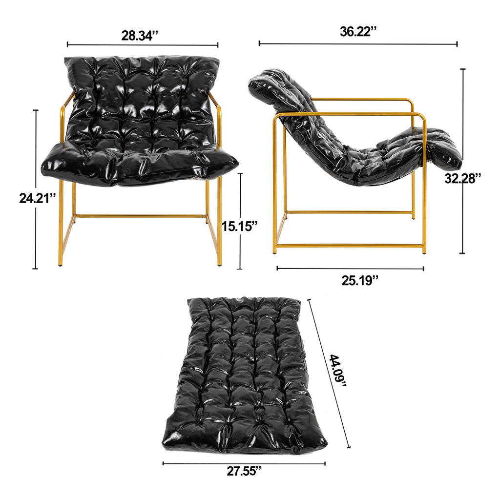 Black Faux Leather Sling Accent Chair Set of 2 P3147