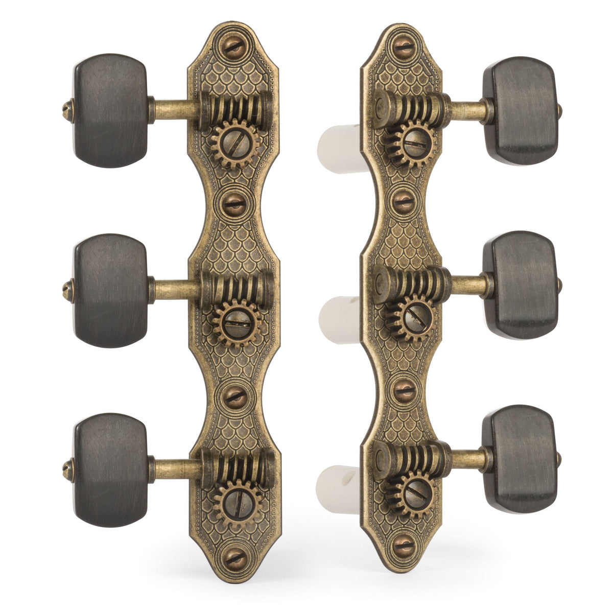Relic Brass Classical Guitar Tuners with Ebony Knobs W501465