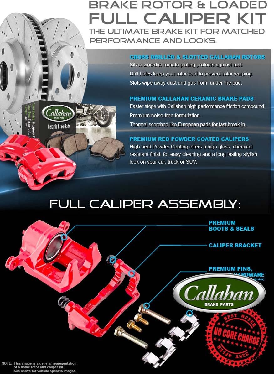 Red Calipers Drilled Slotted Rotors Ceramic Pads Brake Kit T460