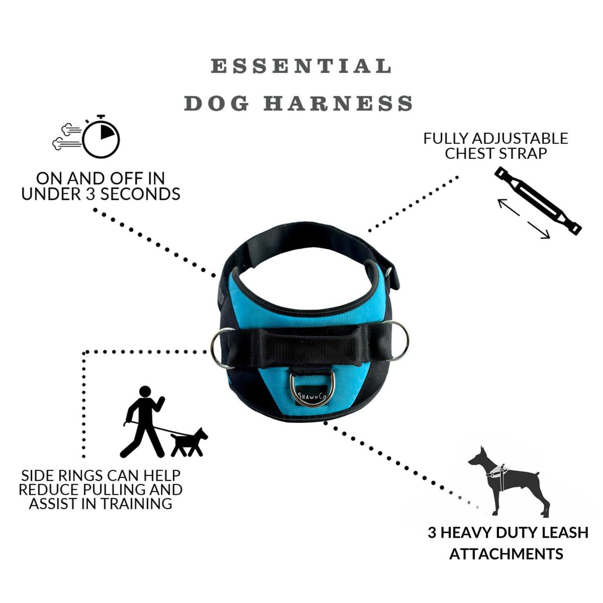 No-Pull Reflective Adjustable Padded Dog Harness O833