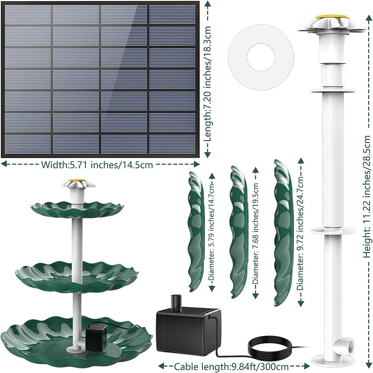 3 Tiered Bird Bath with 3.5W Solar Pump Z4731
