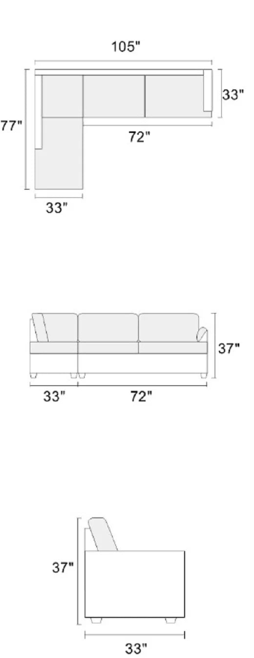 Grey Polyfiber Sectional Sofa with Ottoman and Storage Cushion Pillows A967312