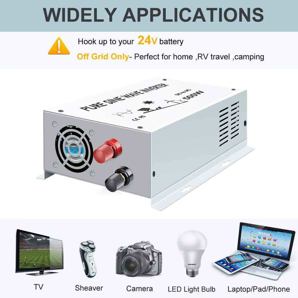 500w Pure Sine Wave Power Inverter 24v DC to 120v AC I137158