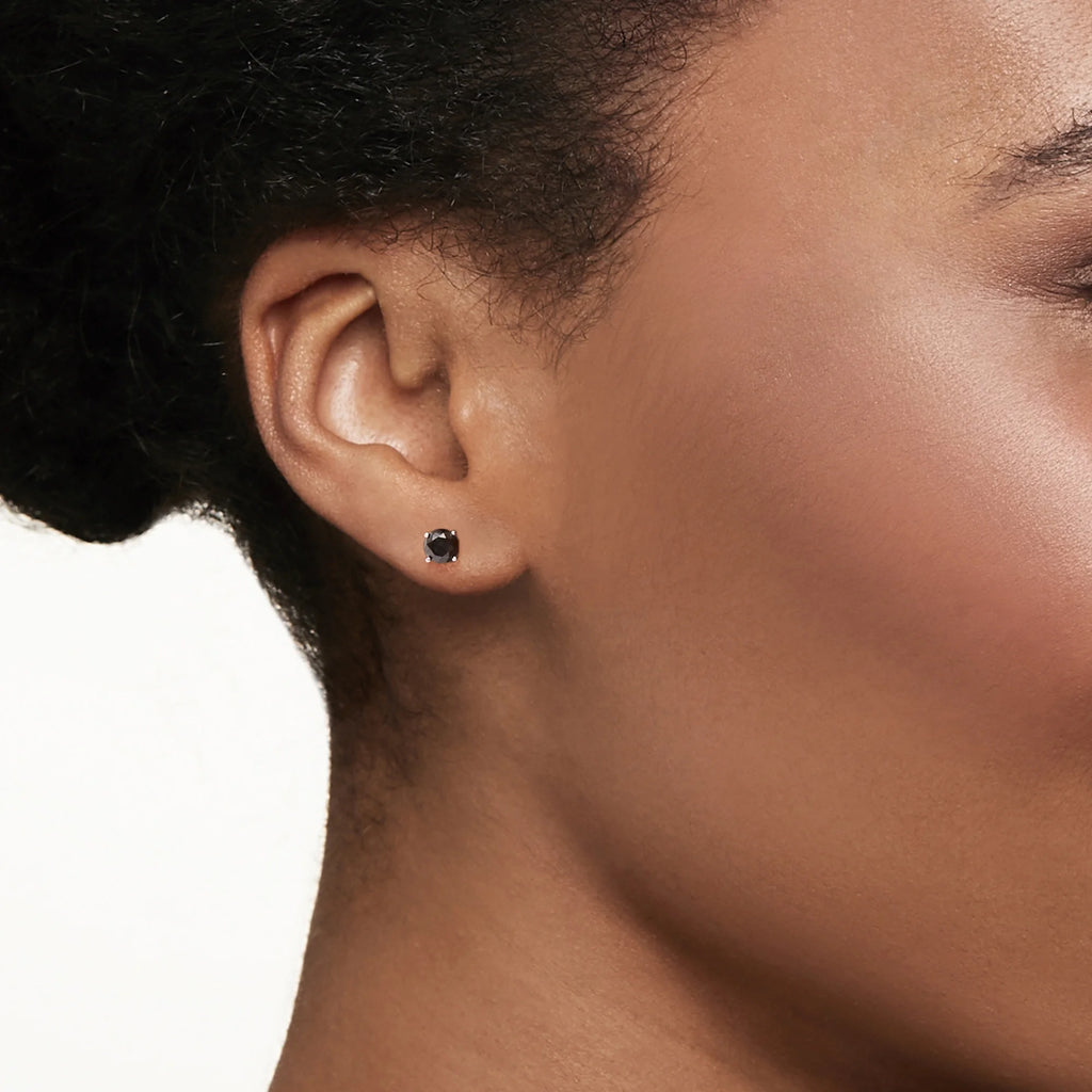 Black Diamond Stud Earrings in Sterling Silver X64821