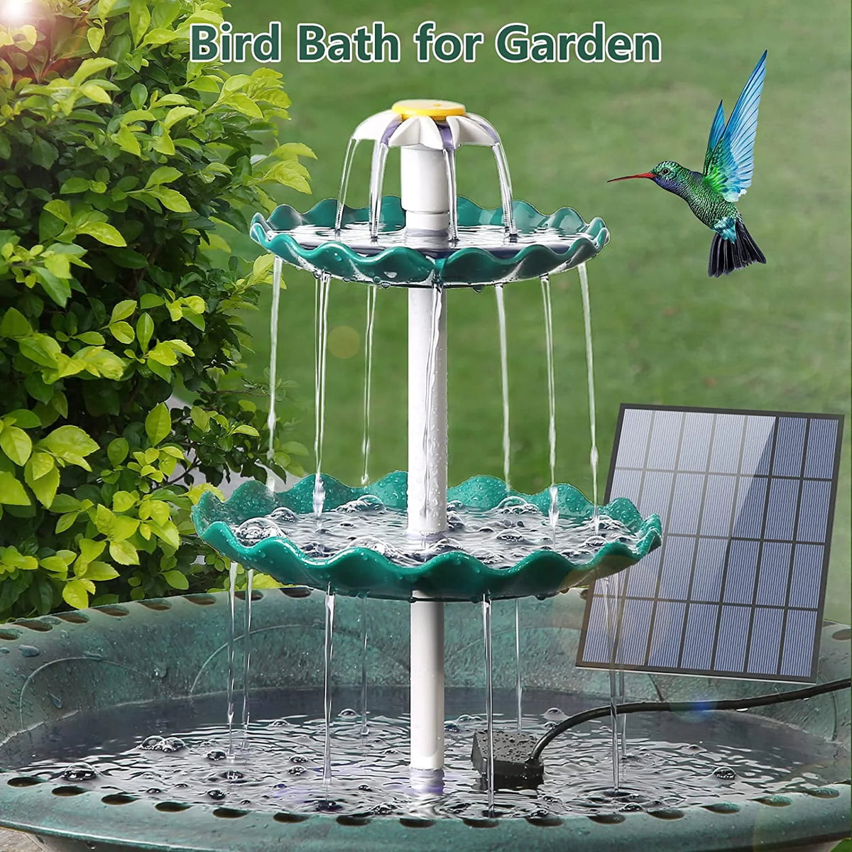 3 Tiered Bird Bath with 3.5W Solar Pump Z4731